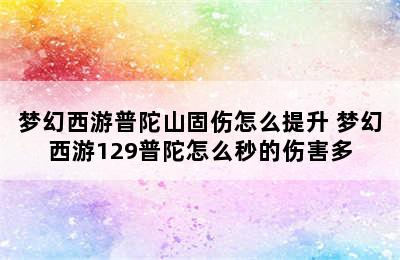 梦幻西游普陀山固伤怎么提升 梦幻西游129普陀怎么秒的伤害多